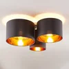 Image de Lindby - plafondlamp - 3lichts - Stof, metaal - H: 24.5 cm - E27 - grijs, goud