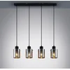 Image de Lindby - hanglamp - 4lichts - Staal, glas - H: 18 cm - E27 - zwart, rookgrijs