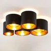 Image de Lindby - plafondlamp - 5lichts - Stof, metaal - H: 25.5 cm - E27 - zwart, goud