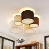 Image de Lindby - plafondlamp - 5lichts - Stof, metaal - H: 25.5 cm - E27 - grijs, bruin, zwart, beige, wit