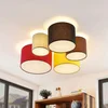 Image de Lindby - plafondlamp - 5lichts - Stof, metaal - H: 25.5 cm - E27 - grijs, bruin, zwart, rood, geel