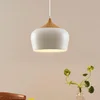 Image de Lindby - hanglamp - 1licht - Metaal, hout - H: 25.5 cm - E27 - wit, licht hout