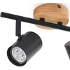 Image de Lindby - plafondlamp - 2lichts - Staal, hout - H: 14.5 cm - GU10 - zwart, licht hout