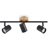 Image de Lindby - plafondlamp - 3lichts - Staal, hout - H: 14.5 cm - GU10 - zwart, licht hout