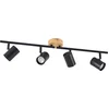 Image de Lindby - plafondlamp - 4lichts - Staal, hout - H: 14.5 cm - GU10 - zwart, licht hout