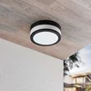 Image de Lindby - Plafondlamp badkamer - 2lichts - Glas, metaal - H: 9 cm - E27 - opaalwit, matzwart