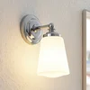 Image de Arcchio - Wandlamp - 1licht - Glas, ijzer - H: 21 cm - E14 - opaalwit, chroom