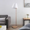 Image de Lucande - vloerlamp - 1licht - Stof, hout - H: 160 cm - E27 - wit, donker eiken