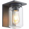 Image de Lucande - Wandlamp buiten - 1licht - Aluminium, gehard glas - H: 20 cm - E27 - donkergrijs, transparant