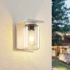 Image de Lucande - Wandlamp buiten - 1licht - Aluminium, gehard glas - H: 20 cm - E27 - wit, transparant