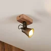 Image de Lindby - halogeen spot - 1licht - metaal, hout - H: 14 cm - GU10 - bruin, zwart