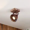 Image de Lindby - buitenspot - 1licht - Metaal, hout - H: 13.5 cm - GU10 - roestbruin, bruin