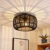 Image de Lindby - plafondlamp hout - 1licht - Hout, metaal - H: 24 cm - E27 - zwart