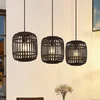 Image de Lindby - Hanglamp - 3 lichts - Hout, metaal - H: 25 cm - E27 - zwart