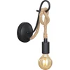 Image de Lucande - wandlamp - 1licht - IJzer, touw - H: 25.5 cm - E27 - zwart, lichtbruin