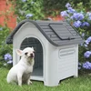 Image de Hondenhok Bello met dakluik kunststof wit en grijs 87x72x75 cm [en.casa]