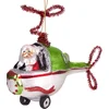Image de BRUBAKER Kerstman In Een Helikopter Groen - Handbeschilderde Glazen Kerstballen - Handgeblazen Kerstboomversieringen, Grappige Figuren, Decoratieve Hangers Boombal - 11 cm