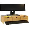 Image de SoBuy BBF03-N Monitorstandaard Bureau-organizer met 3 Laden - Bamboe - 51x12x25cm