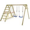 Image de Wickey Smart Hike Speeltoestel - Dubbele schommel met Klimaanbouw en Evenwichtsbalk - Flexibele schommelverbinder - 315x260x215 cm - Blauw