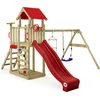 Image de Wickey MultiFlyer Light Speeltoestel - Speeltoren met Schommel en Glijbaan - Inclusief Zandbak en Touwladder - 371x272x252 cm - Rood