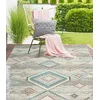 Image de the carpet Palma   Indoor & Outdoor vloerkleed, weerbestendig & onderhoudsvriendelijk, etnisch motief in beige turquoise, 140 x 200 cm