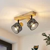 Image de Lindby - buitenspot - 2lichts - staal, hout - H: 14 cm - E14 - zwart, licht hout
