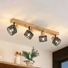 Image de Lindby - buitenspot - 4lichts - Staal, rubberhout - H: 14 cm - E14 - zwart, licht hout