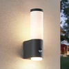 Image de Lindby - Wandlampen buiten - 1licht - aluminium, kunststof - H: 29 cm - E27 - donkergrijs, opaalwit