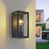 Image de Lindby - Wandlamp buiten - 1licht - Aluminium, glas - H: 26 cm - E27 - antraciet, transparant