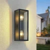 Image de Lindby - Wandlamp buiten - 2lichts - Aluminium, glas - H: 38 cm - E27 - donkergrijs