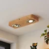 Image de Lindby - plafondlamp hout - 2lichts - Eikenhout, ABS, polycarbonaat - H: 3.7 cm - licht hout, satijn nikkel - Inclusief lichtbronnen