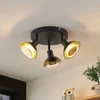 Image de Lindby - buitenspot - 3lichts - Ijzer, glas - H: 15.9 cm - GU10 - matzwart, bladgoud - Inclusief lichtbronnen