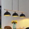 Image de Lindby - hanglamp - 3lichts - Ijzer, rubberhout - H: 12.5 cm - E27 - zwart, goud, licht hout