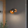Image de Lindby - buitenspot - 1licht - eiken, staal - H: 15.7 cm - E14 - zwart, goud, donker hout