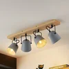 Image de Lindby - buitenspot - 4lichts - eiken, staal - H: 19 cm - E14 - grijs, hout licht, zwart