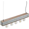 Image de Lindby - hanglamp - 5lichts - MDF, ijzer - H: 9 cm - E27 - hout licht, wit antiek gegalvaniseerd