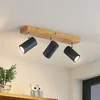 Image de Lindby - buitenspot - 3lichts - Ijzer, rubberhout - H: 16 cm - GU10 - licht hout, zwart, chroom