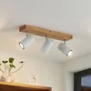 Image de Lindby - buitenspot - 3lichts - Ijzer, rubberhout - H: 16 cm - GU10 - licht hout, wit, chroom