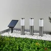 Image de Lindby - Solar buitenverlichting - 3lichts - Roestvrij staal, kunststof - H: 31 cm - roestvrij staal, wit - Inclusief lichtbronnen