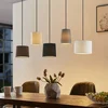 Image de Lindby - Hanglamp - 5lichts - Hout, stof, ijzer - E27 - Natuurlijk hout, zwart, grijs, beige, bruin, wit