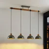 Image de Lindby - Hanglamp - 4lichts - Hout, ijzer - E27 - Natuurlijk hout, donkergrijs