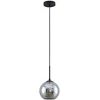 Image de Lindby - hanglamp - 1licht - Staal, glas - H: 17.5 cm - E27 - zandzwart, gerookt glas