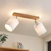 Image de Lindby - buitenspot - 2lichts - Eikenhout, textiel - H: 26 cm - E27 - licht hout, wit