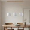 Image de Lindby - Hanglamp - 3lichts - Eikenhout, textiel - H: 18 cm - E27 - Licht hout, wit