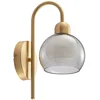 Image de Lucande - wandlamp - 1licht - Ijzer, glas - H: 30 cm - E14 - messing, rookgrijs, wit