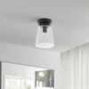 Image de Lindby - Plafondlamp badkamer - 1licht - Staal, glas - H: 19 cm - E14 - zwart mat