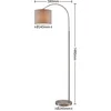 Image de Lindby - booglamp - 1licht - IJzer, textiel - H: 150.2 cm - E27 - satijnnikkel, grijs