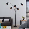 Image de Lindby - vloerlamp - 5lichts - Staal, textiel, kunststof - H: 204 cm - E14 - zwart, goud