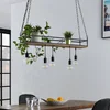 Image de Lindby - hanglamp - 5lichts - IJzer, dennenhout - H: 15 cm - E27 - zwart, donkere grenen