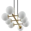 Image de Lindby - hanglamp - 8lichts - Staal, glas - H: 10 cm - G9 - mat messing, opaalwit